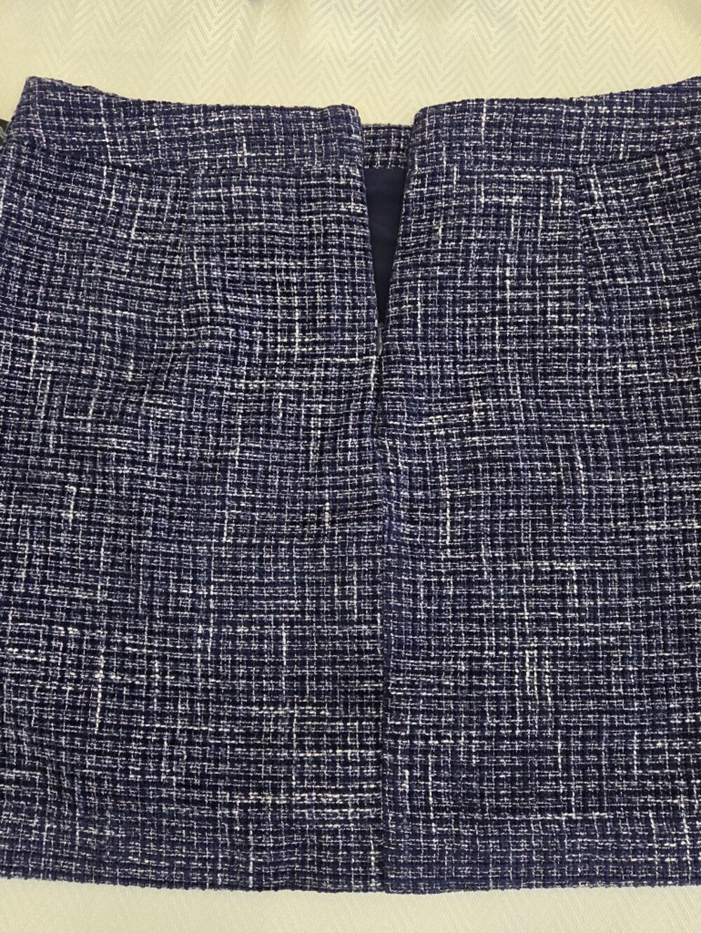 Laundry By Shelli Segal Navy & White Tweed Flat-Front Skirt